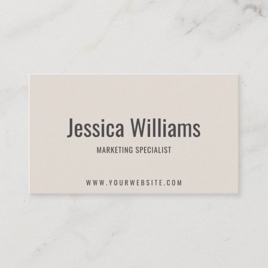 Minimalist Customizable Professional Beige Visitenkarte (Vorderseite)