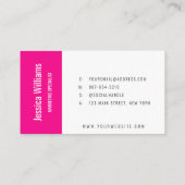 Minimalist Customizable Professional Hot Pink Visitenkarte (Rückseite)