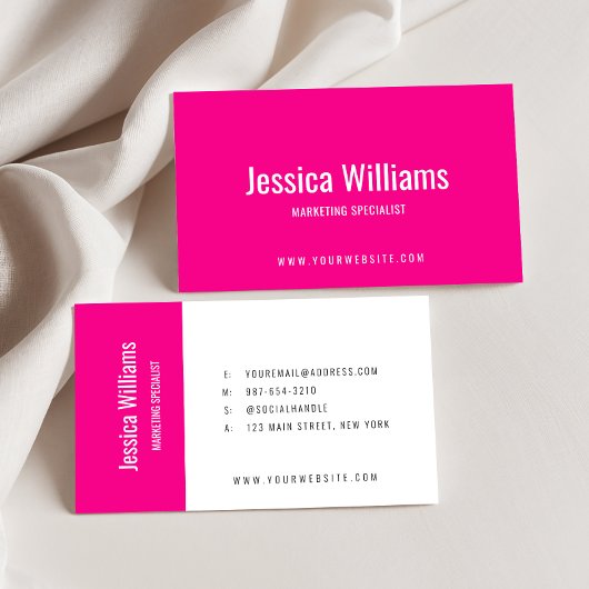 Minimalist Customizable Professional Hot Pink Visitenkarte