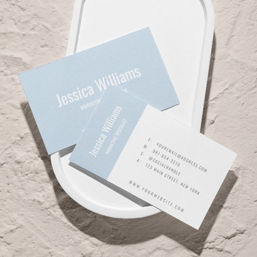 Minimalist Customizable Professional Light Blue Visitenkarte