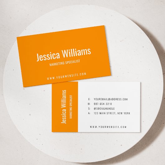 Minimalist Customizable Professional Orange Visitenkarte