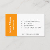 Minimalist Customizable Professional Orange Visitenkarte (Rückseite)