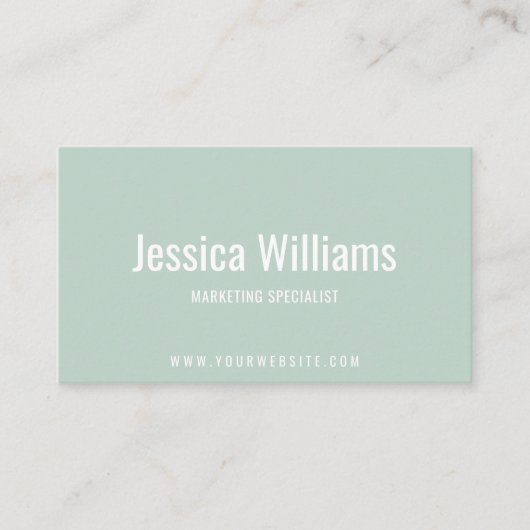 Minimalist Customizable Professional Pastel Green Visitenkarte (Vorderseite)