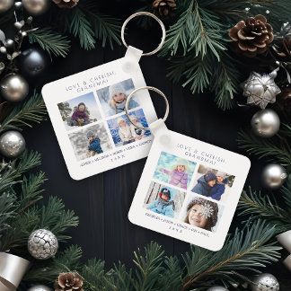 Minimalist Cute 8 Photos Collage Family Keepsake Schlüsselanhänger