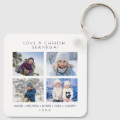 Minimalist Cute 8 Photos Collage Family Keepsake Schlüsselanhänger (Rückseite)