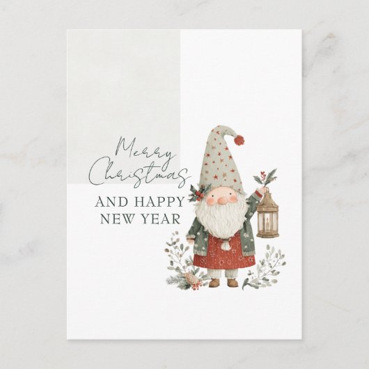 Minimalist Cute Christmas Gnome Postkarte (Vorderseite)