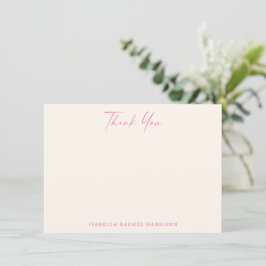 Minimalist Cute Hot Pink Cream Custom Bat Mitzvah Dankeskarte