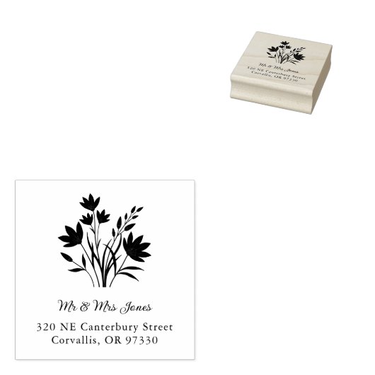 Minimalist Cute Wildflowers Bunch Family Address Gummistempel (Stempel)