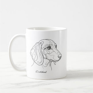 Minimalist Dachshund Line Drawing Custom Pet Name Kaffeetasse