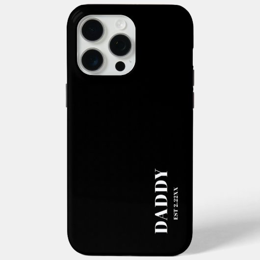 Minimalist Daddy Est Schwarz & Weiß Case-Mate iPhone Hülle (Rückseite)