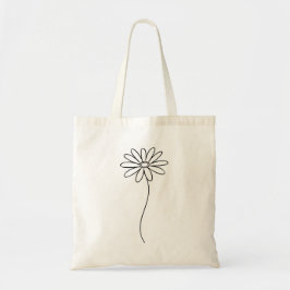 Minimalist Daisy Floral Line Art  Tragetasche