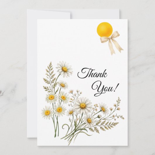 Minimalist Daisy Floral Thank You Note Dankeskarte (Vorderseite)