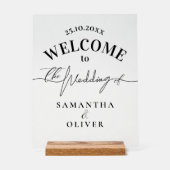 Minimalist Damask Elegant Welcome Sign Acrylschild (Vorderseite)