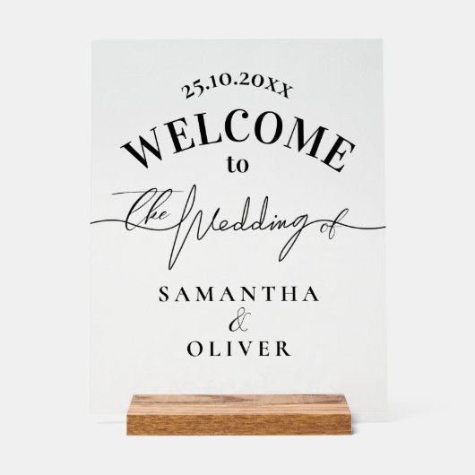 Minimalist Damask Elegant Welcome Sign Acrylschild (Vorderseite)