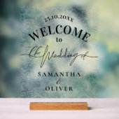 Minimalist Damask Elegant Welcome Sign Acrylschild (Neutral)