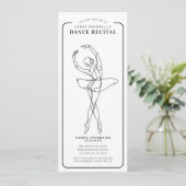 Minimalist Dance Recital Ticket Style Einladung (Stehend Vorderseite)