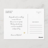 Minimalist danke Ihnen Hochzeit Postkarte (Rückseite)