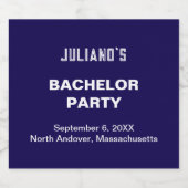 Minimalist Dark Blue Bachelor Party Bierflaschenetikett (Einzelnes Label)