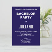 Minimalist Dark Blue Bachelor Party Invitation Einladung (Stehend Vorderseite)