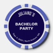 Minimalist Dark Blue Bachelor Party Poker Chips (Vorderseite)