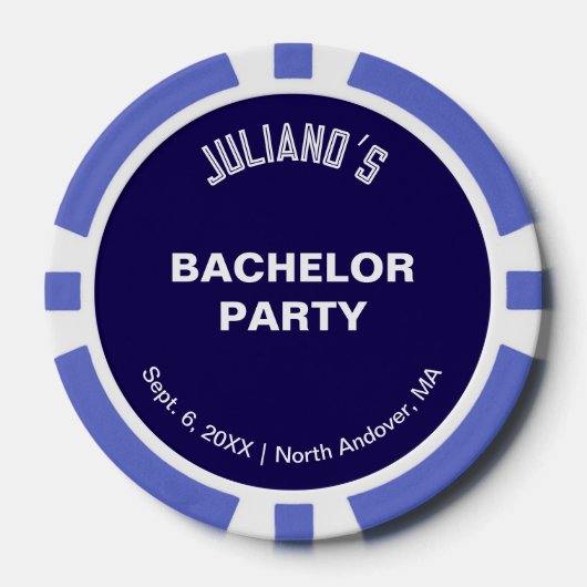 Minimalist Dark Blue Bachelor Party Poker Chips (Vorderseite)