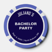 Minimalist Dark Blue Bachelor Party Poker Chips (Rückseite)