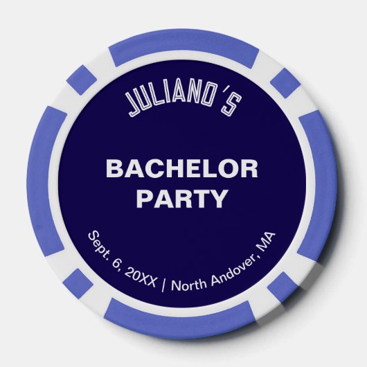 Minimalist Dark Blue Bachelor Party Poker Chips (Rückseite)