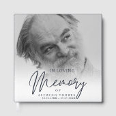 Minimalist Dark Blue In Loving Memory Funeral Gästebuch (Vorderseite)