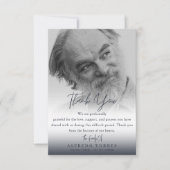 Minimalist Dark Blue Photo Funeral Sympathy Dankeskarte (Vorderseite)