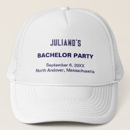 Minimalist Dark Blue Text Bachelor Party Hat Truckerkappe