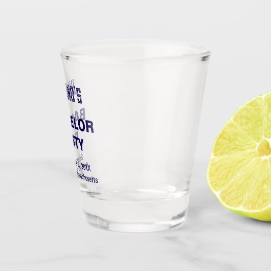 Minimalist Dark Blue Text Bachelor Party Schnapsglas (Rechts)