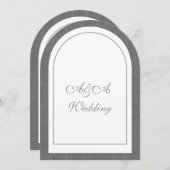 Minimalist Dark Gray and White Arch Wedding  Einladung (Vorne/Hinten)