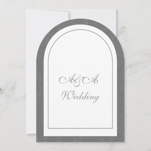 Minimalist Dark Gray and White Arch Wedding Einladung (Vorderseite)