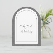 Minimalist Dark Gray and White Arch Wedding Einladung (Stehend Vorderseite)