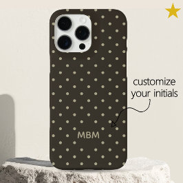 Minimalist Dark Gray Custom Monogram Polka Dot  iPhone 16 Pro Max Hülle