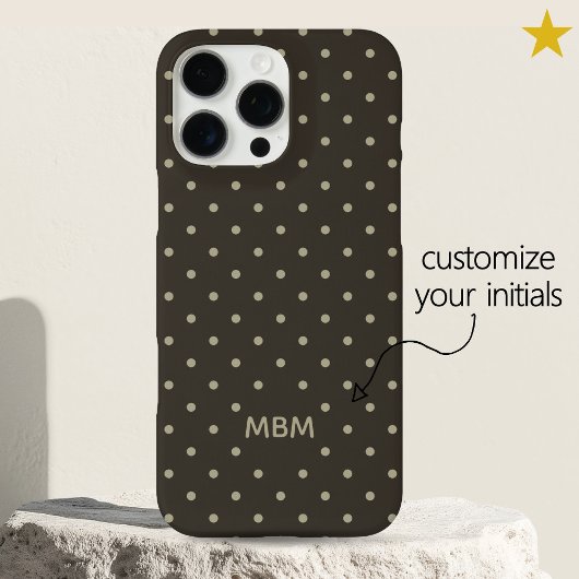 Minimalist Dark Gray Custom Monogram Polka Dot  Case-Mate iPhone Hülle