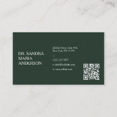 Minimalist Dark Green Medical URL Code Visitenkarte (Rückseite)