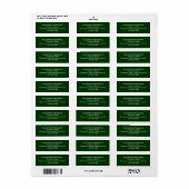 Minimalist Dark Green Wedding Return Address Label (Vorne)