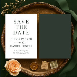 Minimalist Dark Green Wedding Save the Date