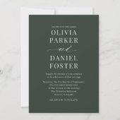 Minimalist Dark Moody Green Wedding Invitation Einladung (Vorderseite)