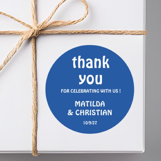 Minimalist Deep Blue Wedding Runder Aufkleber