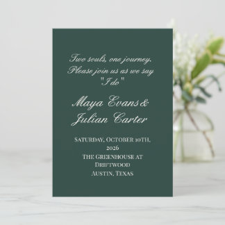  Minimalist Deep Emerald & Warm White Wedding  Einladung