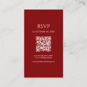 Minimalist Deep Red Wedding RSVP QR Code Begleitkarte (Vorderseite)