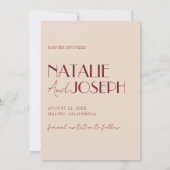 Minimalist Deep Red Whimsical Retro Photo Wedding Save The Date (Rückseite)
