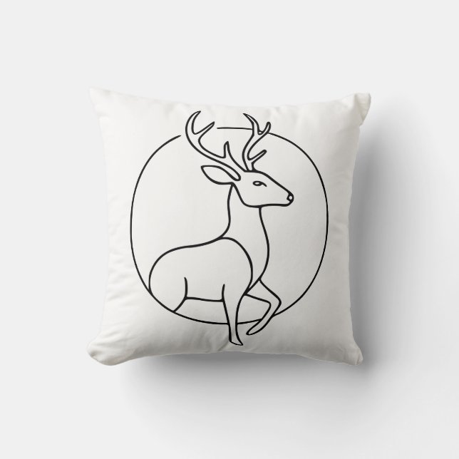 Minimalist Deer Line Art – Forest Animal Art Kissen (Vorderseite)