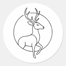 Minimalist Deer Line Art – Forest Animal Art Runder Aufkleber