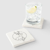 Minimalist Deer Line Art – Forest Animal Art Steinuntersetzer (Seitenansicht)