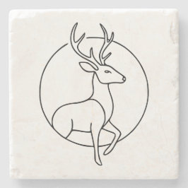 Minimalist Deer Line Art – Forest Animal Art Steinuntersetzer