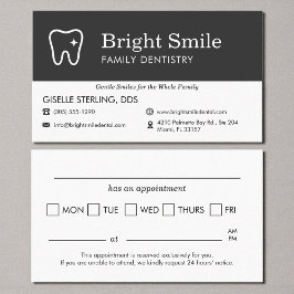 Minimalist Dental Appointment Reminder Tooth Logo Visitenkarte