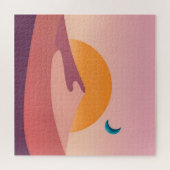 Minimalist Desert Sunset Moon Landscape Puzzle (Horizontal)